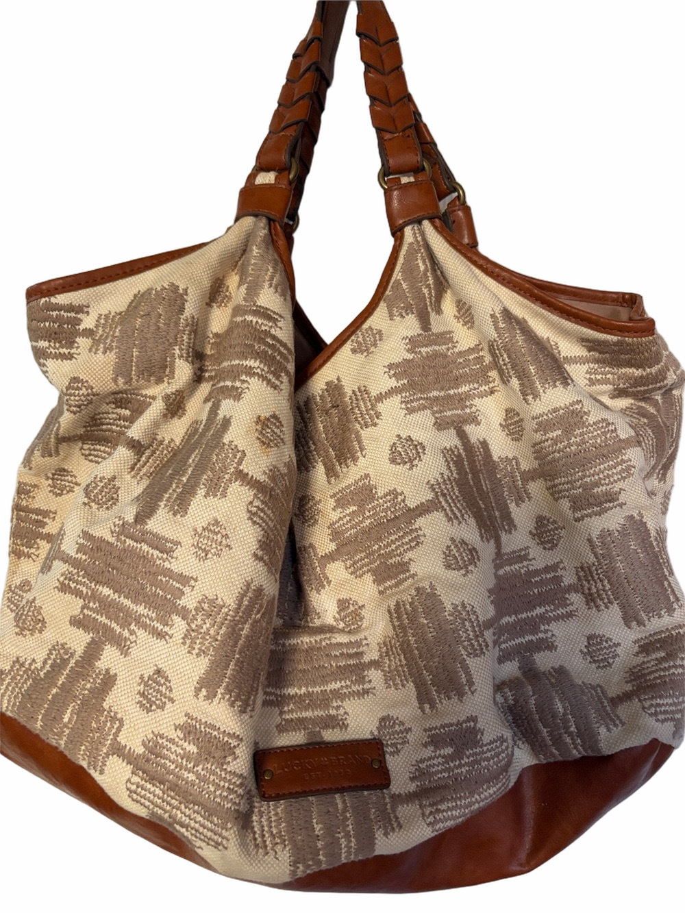Lucky Brand Hobo Leather and Canvas Tote  | EUC | OS - Picture 5 of 12